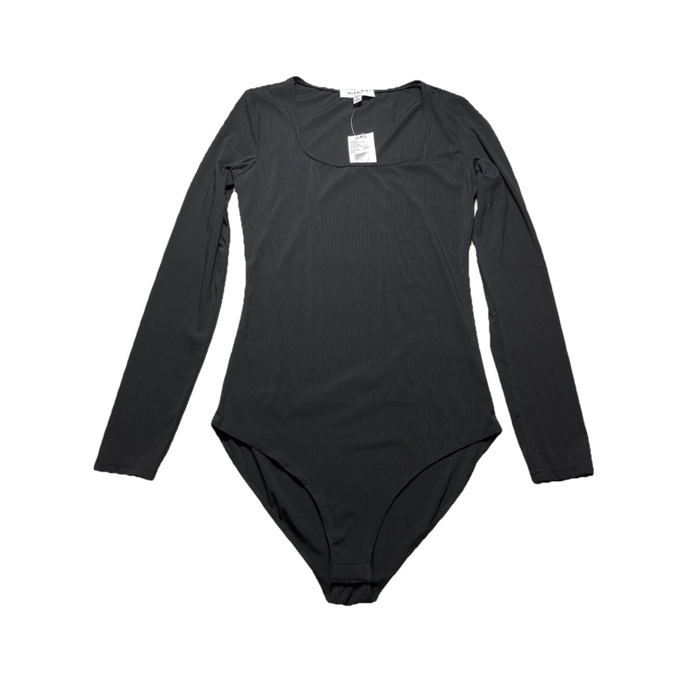 Gilli Women's S Black Ribbed Long Sleeve Bodysuit Scoop Neck NWT